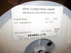 VENKEL C1206X7R500-104KNP CAPACITORS 1206 X7R 50V 0.1UF QTY. 4000 PIECES (299-3)