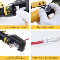 US 10T Hydraulic Crimper Wire Battery Cable Lug Terminal Crimping Tool w/8 Dies