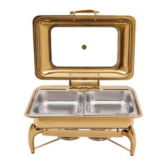 Gold 9QT Roll Top Chafing Dish Buffet Set Stainless Steel with Fuel Holder Home~