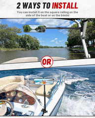 Pontoon Boat Rear View Mirror, 10.5″ X3.55″ Wide Marine Mirror with Telescoping