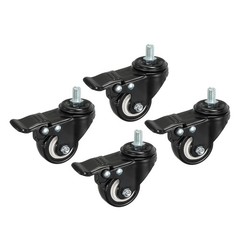 4pcs 2″ Thread Stem PU Caster for Furniture Cart, with Brake M10x15mm Thread