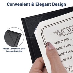 WeChef 10 Packs Restaurant Menu Covers 8.5 x 14 Book Style 2 Pages 2 Views Black