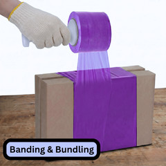 24 Rolls 5″x 1000′ 80 Gauge Cast Narrow Banding Stretch Shrink Flim Wrap Purple