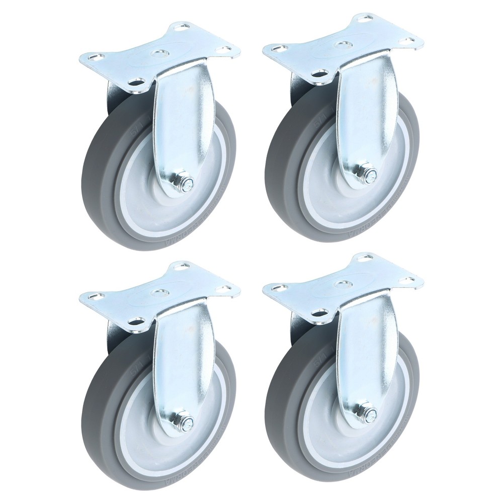 4 Pieces 1400 Pounds Heavy Duty 5″ Industrial Casters Fixed Rubber Casters Grey