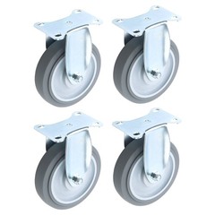 4 Pieces 1400 Pounds Heavy Duty 5″ Industrial Casters Fixed Rubber Casters Grey