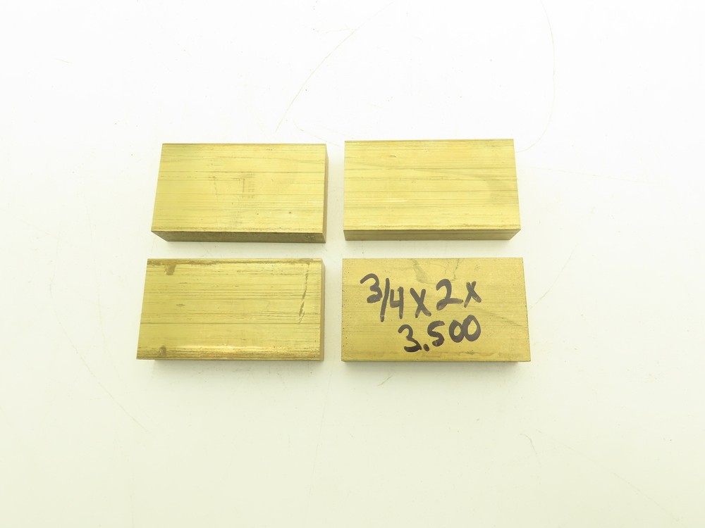 360 Yellow Brass Stock Rectangle Flat Bar 3/4″x 2″x 3-1/2″L Lot of 4pcs
