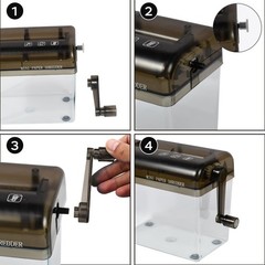 Quiet Hand-Powered Paper Shredder – Portable Document Shredder in Mini Black