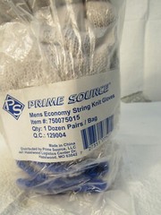 Pack of 12 Pairs Prime Source Wrist Men String Knit Gloves Blue 750075015