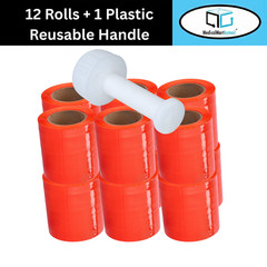 12 Rolls Cast Narrow Banding Stretch Wrap 5″x1000′ 80 Gauge Orange Shrink Flim