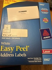AVERY 5962 Easy Peel Laser Address Labels (3600 count, 250 sheets)