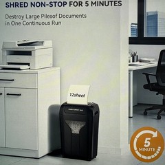 12 Sheet Commercial Office Paper Shredder, P-4 Security, 4.5 gal, Quiet 58 dB
