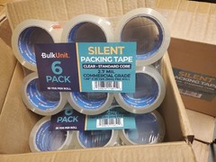 6 Rolls NO NOISE Silent Packing Tape 2″x55yd 2.7 Mil Heavy Duty Quiet Clear