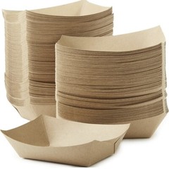 Kraft Paper Food Tray Boat Brown Disposable Serving Trays 2 Lbs, 3 Lbs, 5 Lbs