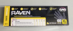 SAS Safety X-LARGE 66519 Raven Powder-Free Disposable Black Nitrile 6 Mil Gloves