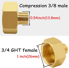 2PCS Water Line Adapter, 3/4″GHT Female to 3/8″ Compression Male Reducer Conn…