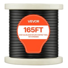VEVOR 304 Stainless Steel Cable 3/32 in 7 x 7 Wire Rope 165 ft Cable Railing