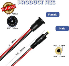 6 Sets 5.5 X 2.1Mm DC Power Jack Threaded Female Panel Mount Barrel Connector Ad