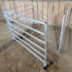 ALUMINUM 5 FT X 5 FT 6 RAIL 40″ TALL WALL-MOUNTED SHEEP & GOAT STALL KIT PEN