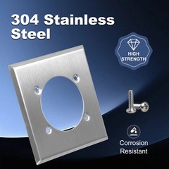 2 Gang Outlet Cover Wall Plate Single Hole+ 4 Screws for Hubbell HBL9450A 14-50R