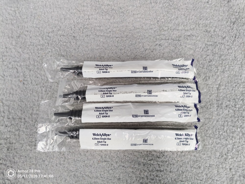 136 Welch Allyn 4.25mm Single Use Specula Otoscope 52434-U, Lot of 4 Tubes x 34