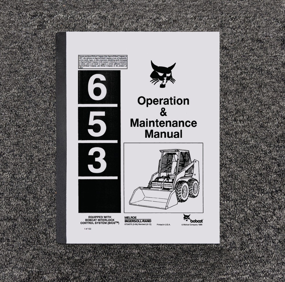 Bobcat 653 BICS Skid Steer Loader Owner Operator User Guide Manual
