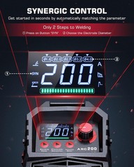 200A ARC Welder 110V/220V LED Portable Stick/Lift TIG/MMA Synergic IGBT Inverter