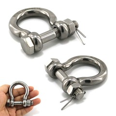 2PCS 316 Stainless Steel M10 Clevis Pin O Ring Bow Anchor Locking Ring Shackle