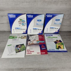 Office Depot Lot: Avery Epson GBC Window Decals Stickers Laminate Sheets