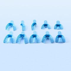Bag of 12 Dental Impression Trays Plastic Perforated S/M/L Upper/Lower