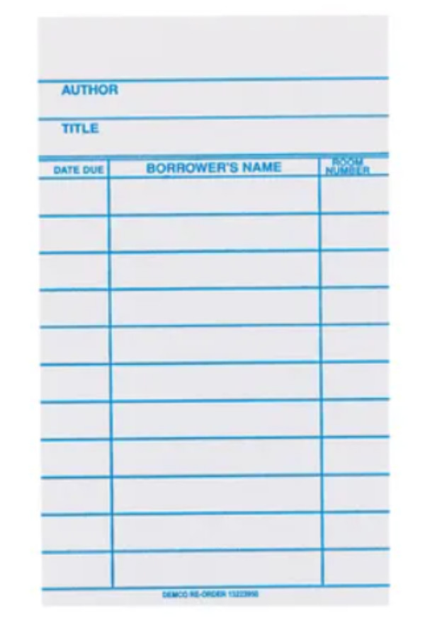 Library Cards School Book Checkouts 100 per pack author title date name room