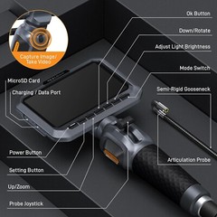 5.5mm Slim Probe Two-Way Articulating Borescope 5.0” Industrial Endoscope