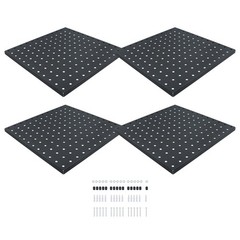 4 Pack 12″x12″ Heavy Duty Black Metal Pegboard Panels Pegboard Wall Organizer