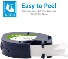 100PK DYMO LetraTag Refills Tape 12mm 91330 Compatible for LT-100H White Paper