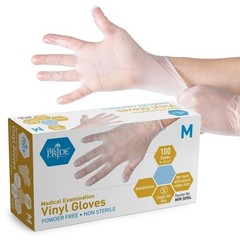 Heavy Duty Vinyl Gloves Medium Disposable Clear Exam Gloves 100 Pack Food Safe