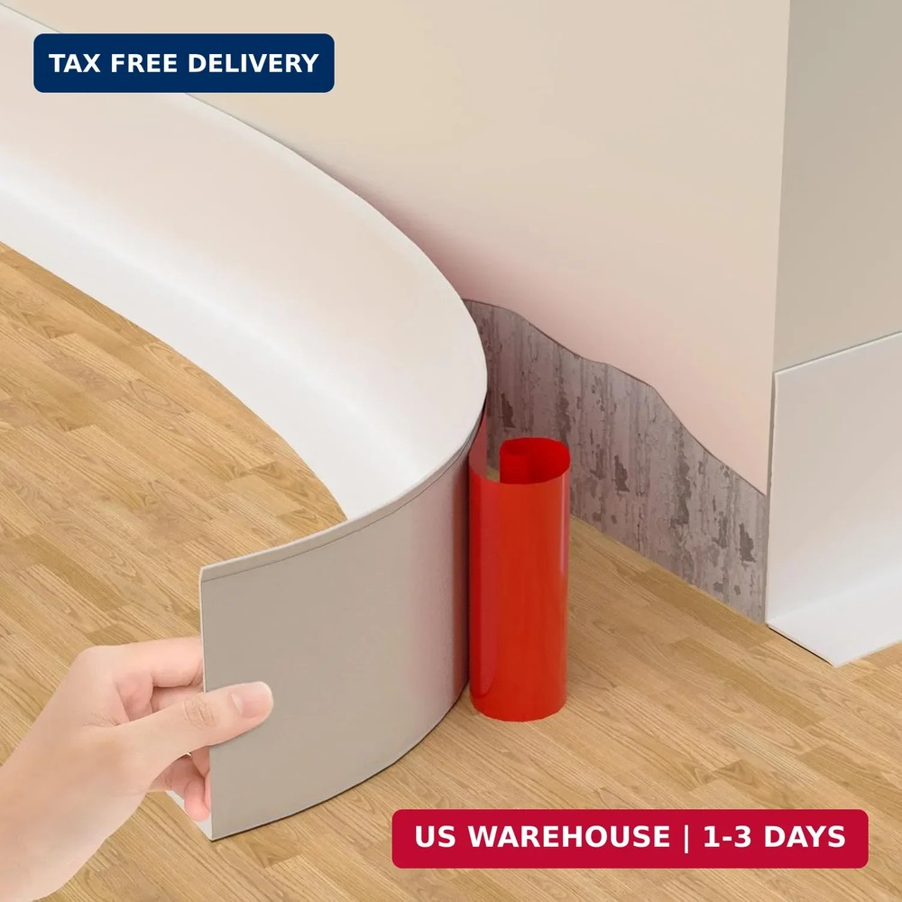 Self-Adhesive Flexible Baseboard Molding Trim – 40 Ft Vinyl Wall Base for Curved