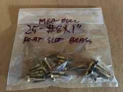 Vintage 8 x 1 ” Slotted flat head wood screws Brass Qty 25