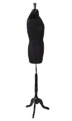 Women’s Dressmaker Form Seamstress Black Jersey Mannequin Size 8 Wood Base