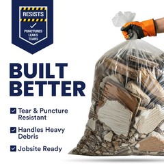 Plasticplace 42 Gallon Contractor Trash 4.0 Mil Clear Heavy Duty Garbage 33 X