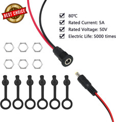 6 Sets 5.5 X 2.1Mm DC Power Jack Threaded Female Panel Mount Barrel Connector Ad
