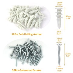 Self Drilling Drywall Anchors – 104Pcs Dry Wall Anchors and Screws Kit for Dr…