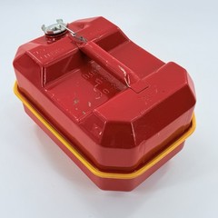Vintage Blitz 2.5 Gallon Spare Fuel Tank Gas Can Red Metal w/ Yellow Tray