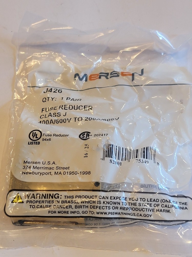 Mersen J426 Fuse Reducer, Class J, 400A/600V To 200A/600V