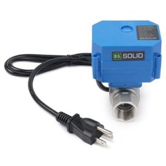 U. S. Solid Motorized Ball Valve w/ US Plug 3/4in SS AC 110V NC Blue Casing