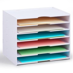 7 Tier Scrapbook Paper Trays Organizer 14.2×10.2×11.8 Inch Stackable File Desk