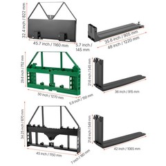 Uimoso Pallet Fork Frame Attachment w/36/42/48″ Skid Steer Forks, 2600/4000 lbs