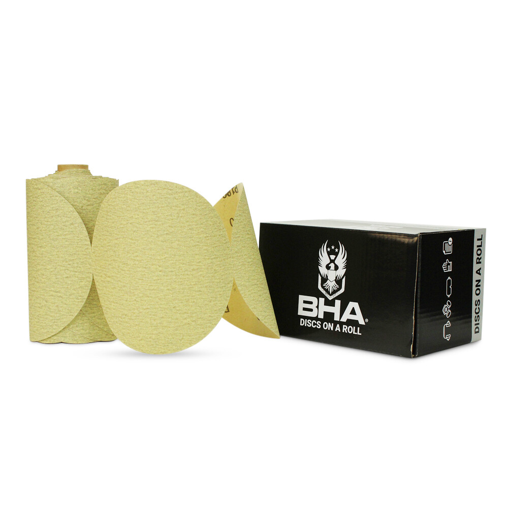 100 Pack – 80 Grit 6″ Inch Discs On a Roll PSA Gold Sticky Back DA Sanding Paper