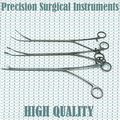 Thoracoscopic Metzenbaum Scissors Curved Dissector VATS Surgical Clamp Set 3 Pcs