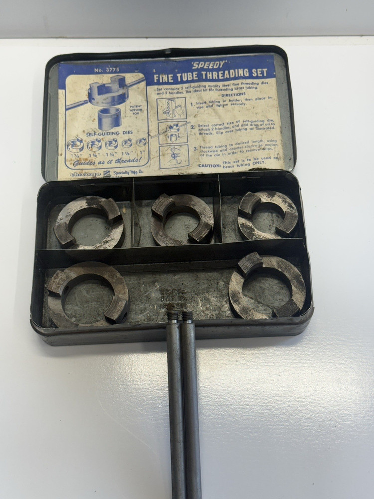 Vintage Chicago Specialty Mfg Co. Fine Tube Threading Steel Die Set No. 3775