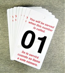 TAKE A NUMBER CARDS, PRINTED BOTH SIDES, No. 01-50, HIGHEST-QUALITY, THICK PVC