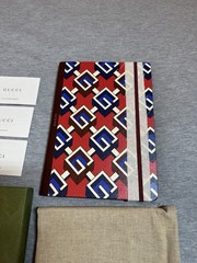 Authentic Gucci Luxury Notebook Journal Geometric G Red Blue New With Gift Box